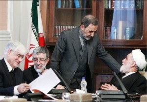 Elections 2013 Candidates, Left to Right: Mohmmad Reza Aref, Gholamali Hadad-Adel, Ali Akbar Velyati, Ali Akbar Nategh-Nori