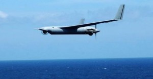 Photo shows a ScanEagle drone, a light, short-range unmanned aerial vehicle (UAV) used mostly for reconnaissance and surveillance purposes