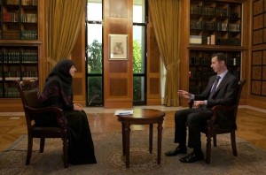 Screen Shot from Syrian President Bashar Al-Assad interview with Al-Manar TV.