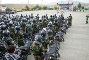 IRGC holding a drill to practice tactics of street riots on May 15,2013. (Photo Credit: BasijPress)