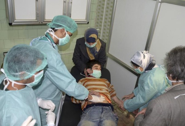 A boy, affected in a chemical weapons attack by Syrian Militants is treated at a hospital in the Syrian city of Aleppo. (Photo Credit: REUTERS/George Ourfalian)
